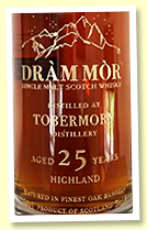 Tobermory 25 yo 1996/2022 (50.1%, Dram Mor, refill hogshead + 1st fill Calvados finish, 167 bottles)
Tobermory 25 yo 1996/2022 (50.1%, Dram Mor, refill hogshead + 1st fill Calvados finish, 167 bottles)
