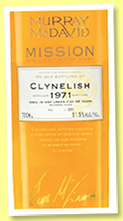 Clynelish 36 yo 1971/2007 (51.5%, Murray McDavid, Mission Cask Strength, bourbon cask, 265 bottles) Clynelish 36 yo 1971/2007 (51.5%, Murray McDavid, Mission Cask Strength, bourbon cask, 265 bottles)