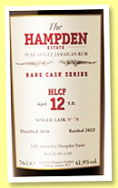 Hampden 12 yo 2010/2022 'HLCF' (61.9%, OB for LMDW, Jamaica, cask #78, 231 bottles)