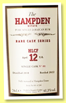 Hampden 12 yo 2010/2022 'HCLF' (61.3%, OB, Rare Casks Series, LMDW Antipodes, cask #80, 252 bottles) 
