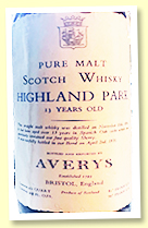 Highland Park 13 yo 1956/1970 (70 proof, Avery's) Highland Park 13 yo 1956/1970 (70 proof, Avery's)