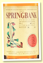 Springbank 25 yo 1965 (46%, Duthie for Samaroli 'Flowers', 480 bottles)
Springbank 25 yo 1965 (46%, Duthie for Samaroli 'Flowers', 480 bottles)