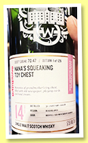 Balblair 14 yo 2008/2022 (57.5%, Scotch Malt Whisky Society, for Switzerland, refill ex-bourbon barrel, #70.47, 'Nana's Squeaking Toy Chest', 126 bottles) Balblair 14 yo 2008/2022 (57.5%, Scotch Malt Whisky Society, for Switzerland, refill ex-bourbon barrel, #70.47, 'Nana's Squeaking Toy Chest', 126 bottles)
