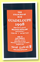 Bellevue 1998/2022 (53.9%, The Colours of Rum, Guadeloupe, cask #16, 249 bottles)Bellevue 1998/2022 (53.9%, The Colours of Rum, Guadeloupe, cask #16, 249 bottles)