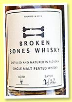 Broken Bones 4 yo 'Batch 2/22 Peated' (46%, OB, Slovenia, 2022) Broken Bones 4 yo 'Batch 2/22 Peated' (46%, OB, Slovenia, 2022)