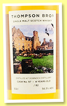 Dornoch 4 yo 2018/2022 (56.3%, Thompson Bros., 1st fill bourbon, cask #97, 82 bottles)