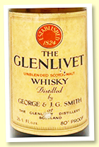 Glenlivet 'Unblended Scotch Malt Whisky' (80 proof, OB, UK, 1950s)
