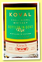 Koval 'Rye' (50%, OB, USA, single barrel, for Kirsch Import, cask #5628, 2022)