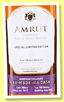 Amrut 5 yo 2017/2022 'Ex Madeira Cask' (60%, OB, La Maison du Whisky, cask #8844, 200 bottles) Amrut 5 yo 2017/2022 'Ex Madeira Cask' (60%, OB, La Maison du Whisky, cask #8844, 200 bottles)
