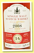 Auchindoran 14 yo 2008/2023 (54.2%, The Whisky Cask Company, sherry, 331 bottles) Auchindoran 14 yo 2008/2023 (54.2%, The Whisky Cask Company, sherry, 331 bottles)