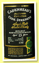 Balmenach-Glenlivet 13 yo 2005/2018 (55.2%, Cadenhead, Authentic Collection, bourbon hogshead, 312 bottles)