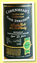 Balmenach-Glenlivet 13 yo 2005/2018 (53.5%, Cadenhead, Authentic Collection, bourbon hogshead, 294 bottles)