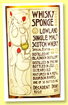 Bladnoch 33 yo 1990/2023 (55.4%, WhiskySponge, Decadent Drinks, refill bourbon barrel, Special Edition, 50 bottles) Bladnoch 33 yo 1990/2023 (55.4%, WhiskySponge, Decadent Drinks, refill bourbon barrel, Special Edition, 50 bottles)