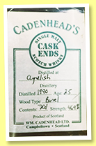 Clynelish 25 yo 1990/2015 (46.9%, Cadenhead, Cask Ends, barrel, cask #1008)