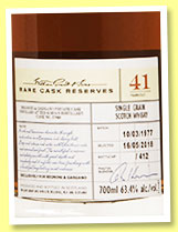 Girvan 41 yo 1977/2018 (63.4%, OB, William Grant & Sons Rare Cask Reserves, Begnoni & Gargano private cask, cask #17048, 412 bottles) Girvan 41 yo 1977/2018 (63.4%, OB, William Grant & Sons Rare Cask Reserves, Begnoni & Gargano private cask, cask #17048, 412 bottles)
