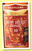 MacNairs 10 yo 'Lum Reek Cask Strength Batch 2' (55.8%, OB, blended malt, sherry casks, +/-2023) MacNairs 10 yo 'Lum Reek Cask Strength Batch 2' (55.8%, OB, blended malt, sherry casks, +/-2023)