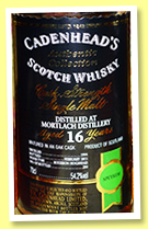 Mortlach 16 yo 1994/2011 (54.2%, Cadenhead, Authentic Collection, bourbon hogshead, 204 bottles) 