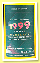 Mortlach 22 yo 1999/2021 (54.7%, Spheric Spirits, refill hogshead, cask #3874, 226 bottles) 