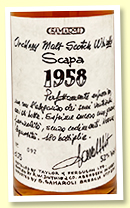 Scapa 1958/1985 (52%, Samaroli, 180 bottles)
Scapa 1958/1985 (52%, Samaroli, 180 bottles)