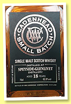 Speyside-Glenlivet 18 yo 1995/2014 (62.8%, Cadenhead, Small Batch, sherry and hogshead, 738 bottles)
