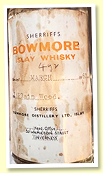 Bowmore 1960 4 yo (53.1%, cask sample, 'plain wood') Bowmore 1960 4 yo (53.1%, cask sample, 'plain wood')