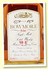 Bowmore 1969/1979 'Bicentenary' (56.2%, OB, Fecchio & Frassa for Federico Minetti, cask #322, sherry, 300 bottles) Bowmore 1969/1979 'Bicentenary' (56.2%, OB, Fecchio & Frassa for Federico Minetti, cask #322, sherry, 300 bottles)