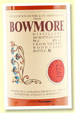 Bowmore 1972/1990 (43%, Samaroli, Flowers, sherry wood, 480 bottles, 75cl) Bowmore 1972/1990 (43%, Samaroli, Flowers, sherry wood, 480 bottles, 75cl)