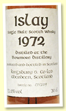 Bowmore 30 yo 1972 (53.2%, Kingsbury, cask #927, hogshead, 209 bottles) Bowmore 30 yo 1972 (53.2%, Kingsbury, cask #927, hogshead, 209 bottles)