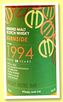 Burnside 28 yo 1994/2022 (45.4%, Whisky Picnic Bar, Taiwan, 1st fill bourbon hogshead, cask #3523, 207 bottles) Burnside 28 yo 1994/2022 (45.4%, Whisky Picnic Bar, Taiwan, 1st fill bourbon hogshead, cask #3523, 207 bottles)