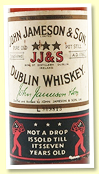 John Jameson & Sons 7 yo (43%, OB, 1960s) John Jameson & Sons 7 yo (43%, OB, 1960s)