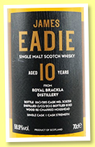 Royal Brackla 10 yo 2013/2023 (58.9%, James Eadie, re-charred hogshead, cask #302358, 285 bottles) Royal Brackla 10 yo 2013/2023 (58.9%, James Eadie, re-charred hogshead, cask #302358, 285 bottles)