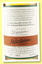 Ardnamurchan 6 yo 2017/2024 (58.6%, OB for The Maclean Foundation, bourbon barrel, cask #80, 243 bottles) 
