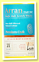 Arran 21 yo 2001/2023 (55.3%, OB for Whisky in Leiden, bourbon, cask #2001/061, 145 bottles) 