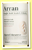 Arran 'Barrel Reserve' (43%, OB, +/-2020) 