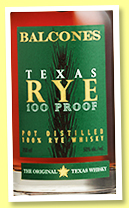 Balcones 'Texas Rye 100 Proof' (50%, OB, +/-2023) Balcones 'Texas Rye 100 Proof' (50%, OB, +/-2023)