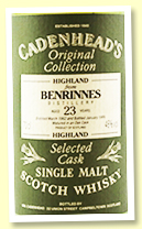 Benrinnes 23 yo 1962/1986 (46%, Cadenhead 'Original Collection')
Benrinnes 23 yo 1962/1986 (46%, Cadenhead 'Original Collection')