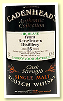 Benrinnes 25 yo 1971/1997 (46.9%, Cadenhead Authentic Collection, sherrywood matured)
Benrinnes 25 yo 1971/1997 (46.9%, Cadenhead Authentic Collection, sherrywood matured)
