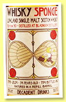 Bladnoch 34 yo 1990/2024 (55.1%, Whisky Sponge, refill barrel, 194 bottles) Bladnoch 34 yo 1990/2024 (55.1%, Whisky Sponge, refill barrel, 194 bottles)