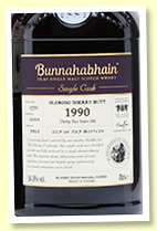 Bunnahabhain 32 yo 1990/2023 (54.8%, OB for The Whisky Exchange, cask #7815, oloroso sherry butt, 537 bottles)
Bunnahabhain 32 yo 1990/2023 (54.8%, OB for The Whisky Exchange, cask #7815, oloroso sherry butt, 537 bottles)
