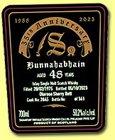 Bunnahabhain 48 yo 1975/2023 (50.2%, Signatory Vintage, 35th Anniversary, oloroso sherry butt, cask #2845, 361 bottles) Bunnahabhain 48 yo 1975/2023 (50.2%, Signatory Vintage, 35th Anniversary, oloroso sherry butt, cask #2845, 361 bottles)