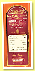 Bushmills 1985 'Sherry Cask' (56.5%, OB, for La Maison du Whisky, Irish single malt, cask #15183, +/-2008) Bushmills 1985 'Sherry Cask' (56.5%, OB, for La Maison du Whisky, Irish single malt, cask #15183, +/-2008)
