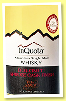 InQuota 2019/2023 'Dolomiti Spruce Cask Finish' (47.6%, OB, Villa de Varda, Italy, 1678 bottles) InQuota 2019/2023 'Dolomiti Spruce Cask Finish' (47.6%, OB, Villa de Varda, Italy, 1678 bottles)