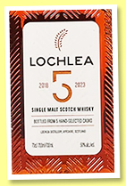 Lochlea 5 yo 2018/2023 (50%, OB, casks #20, 25, 249, 272, 295, 02,000 bottles) 
