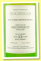 Miltonduff 13 yo 2010/2023 (48%, Hogshead Imports, refill barrel, 268 bottles) Miltonduff 13 yo 2010/2023 (48%, Hogshead Imports, refill barrel, 268 bottles)