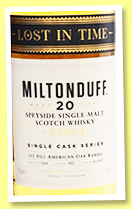 Miltonduff 20 yo 2003/2023 'Lost in Time' (49%, OB for The Whisky Exchange, first-fill American oak cask, cask #63397, 192 bottles) Miltonduff 20 yo 2003/2023 'Lost in Time' (49%, OB for The Whisky Exchange, first-fill American oak cask, cask #63397, 192 bottles)