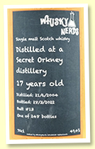 Secret Orkney 17 yo 2004/2022 (49.4%, Whisky Nerds, cask #13, butt, 248 bottles)
