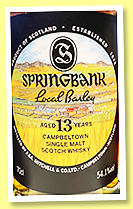 Springbank 13 yo 2010/2023 'Local Barley' (54.1%, OB, 8,400 bottles)