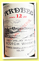 Ardbeg 12 yo 'Special Reserve Bottled 1966' (80° proof, OB, 262/3 FL. OZS) Ardbeg 12 yo 'Special Reserve Bottled 1966' (80° proof, OB, 262/3 FL. OZS)