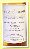 Bruichladdich 13 yo 2005/2018 (64%, Whiskybroker, cask #1452) 