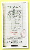 Bunnahabhain 15 yo 2002/2018 (53.1%, Wilson & Morgan, Marsala finish, casks #3061-62, 507 bottles)